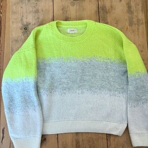 Anthropologie Neon Yellow and Gray Gradient Sweater